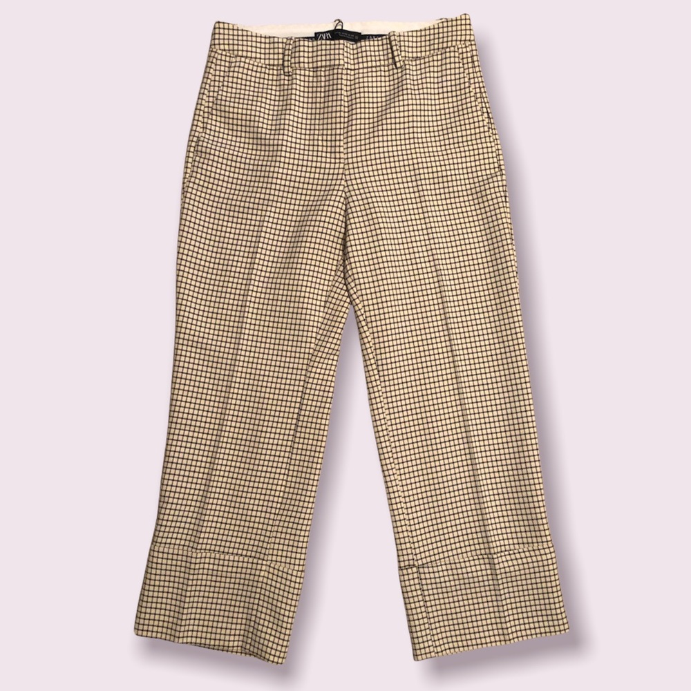 NEW Zara Checkered Windowpane Cuffed Pants - Picture 3 of 5